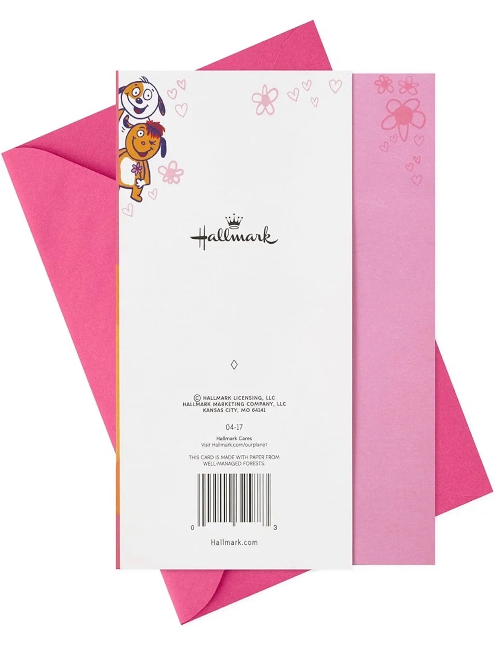 Pink Mother's Day Card for Mom – Cute Dog Cartoon Design NEW